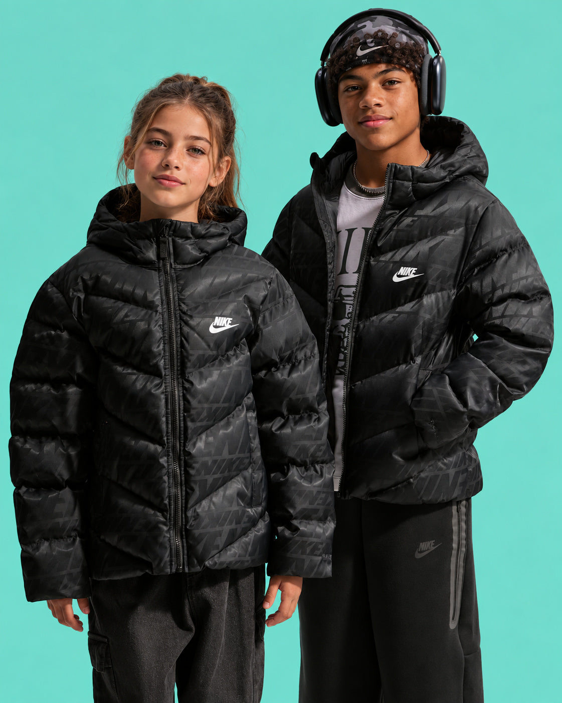 Giacca puffer ampia con cappuccio Therma-FIT