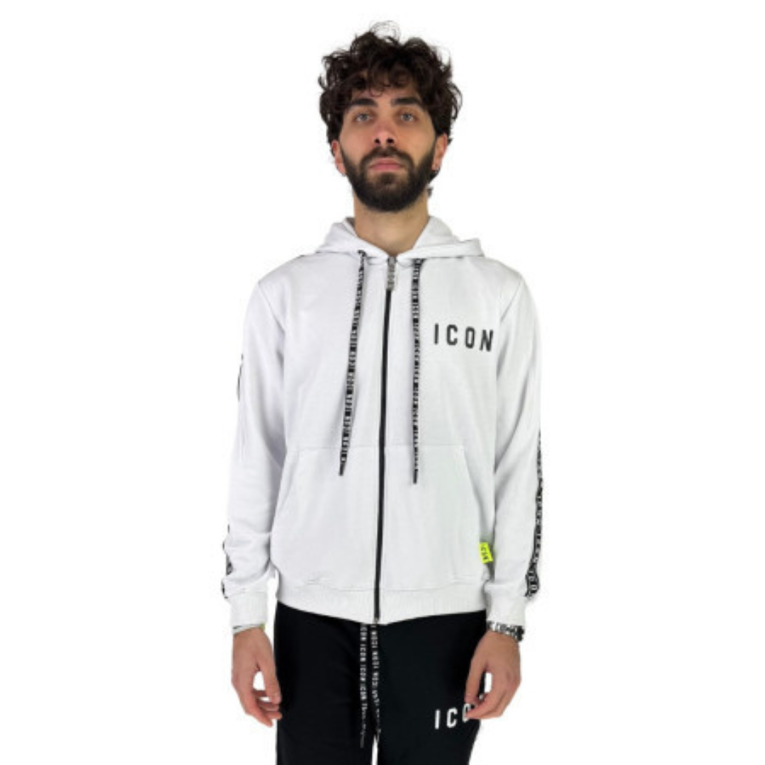Felpa Icon con Zip e Bande