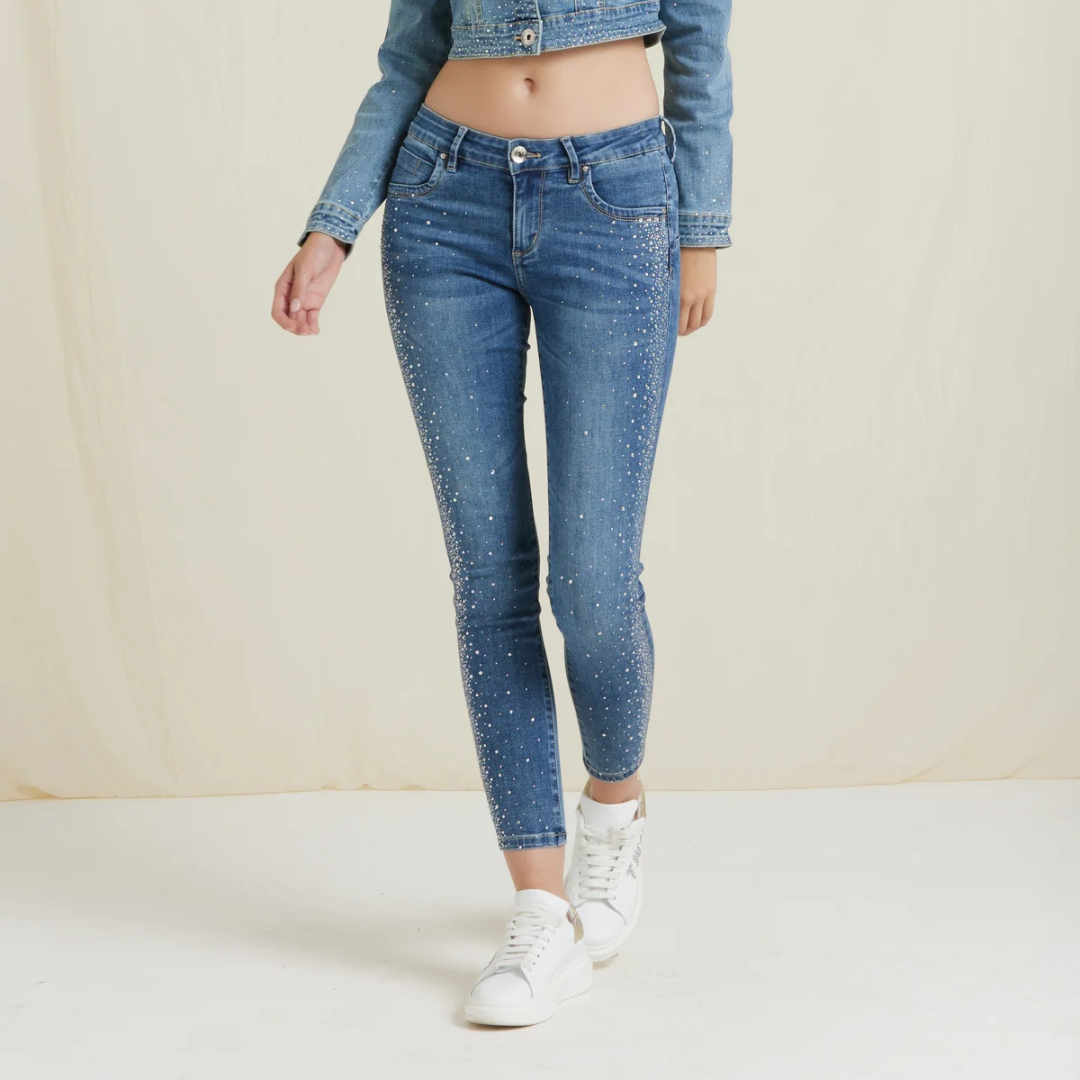 Denim Push Up con Strass