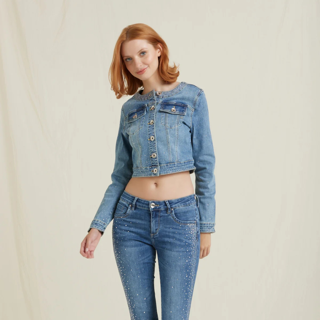 Giacca Denim con Strass